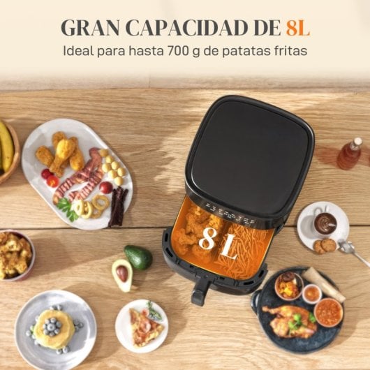 Homcom Freidora De Aire 8 L 1700 W Circulación De Aire Caliente A 360° Negro