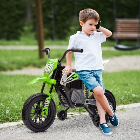 Aiyaplay Moto Eléctrica Para Niños De +3 Años Con Batería 12v Música Verde