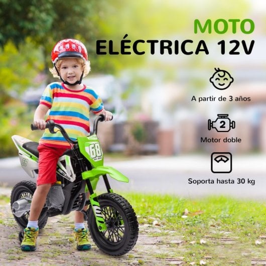 Aiyaplay Moto Eléctrica Para Niños De +3 Años Con Batería 12v Música Verde