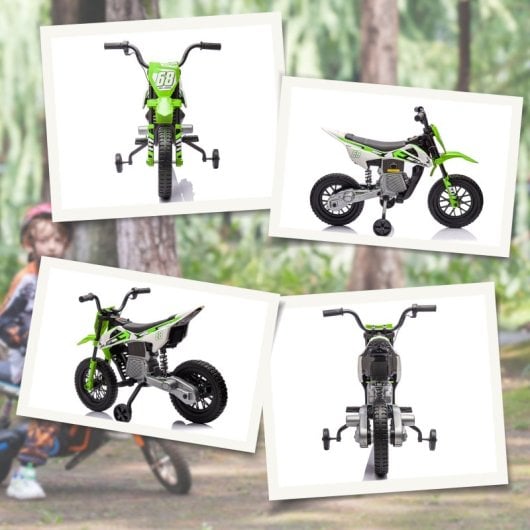 Aiyaplay Moto Eléctrica Para Niños De +3 Años Con Batería 12v Música Verde