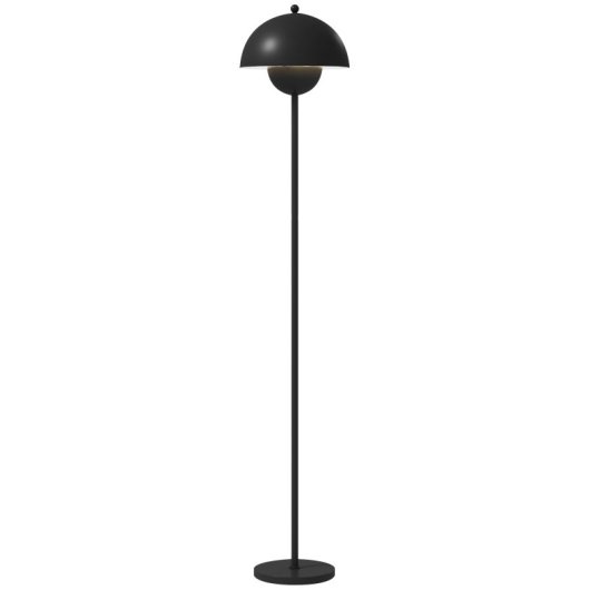 Homcom Lámpara De Pie Moderna Con Pantalla De Cuenco E Interruptor De Pie Negro