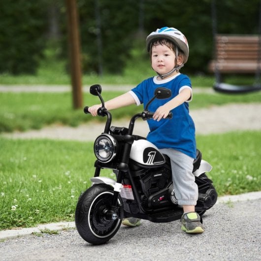 Homcom Moto Eléctrica Para Niños De 18-36 Meses Batería 6v Blanco