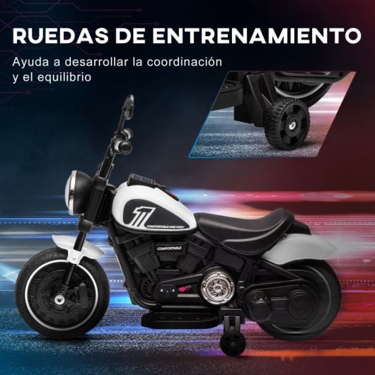 Homcom Moto Eléctrica Para Niños De 18-36 Meses Batería 6v Blanco