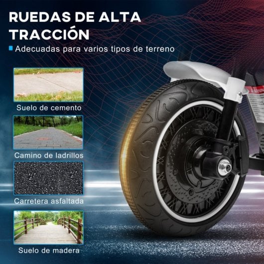 Homcom Moto Eléctrica Para Niños De 18-36 Meses Batería 6v Blanco