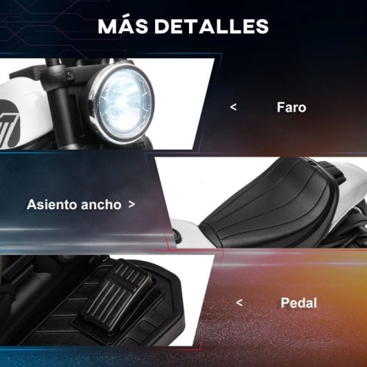Homcom Moto Eléctrica Para Niños De 18-36 Meses Batería 6v Blanco