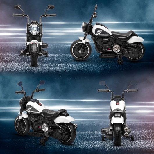 Homcom Moto Eléctrica Para Niños De 18-36 Meses Batería 6v Blanco