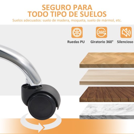 Homcom Cadeira De Escritório com Suporte Lombar Inflável e Encosto Reclinável Castanha