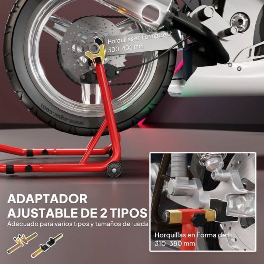 Homcom Caballete Elevador Universal Rueda Trasera Moto De Acero Carga 544 Kg