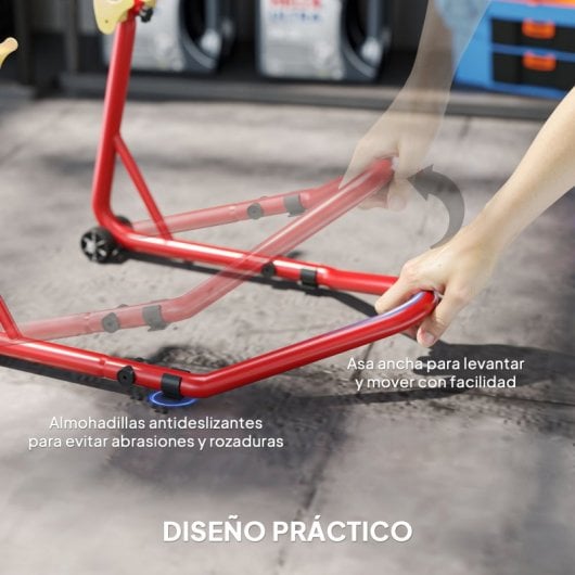 Homcom Caballete Elevador Universal Rueda Trasera Moto De Acero Carga 544 Kg