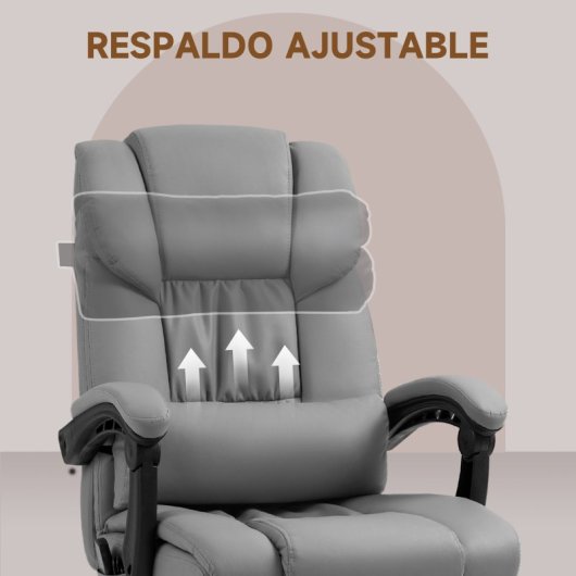 Vinsetto Silla De Oficina Con Masaje De 6 Puntos Con Respaldo Reclinable Gris