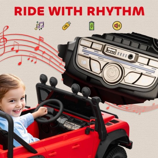 Aiyaplay Coche Eléctrico Para Niños Con Licencia Land Rover 12v Rojo