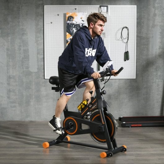 Homcom Bicicleta Estática Resistencia Ajustable Volante Inercia 8kg 103x48x115cm