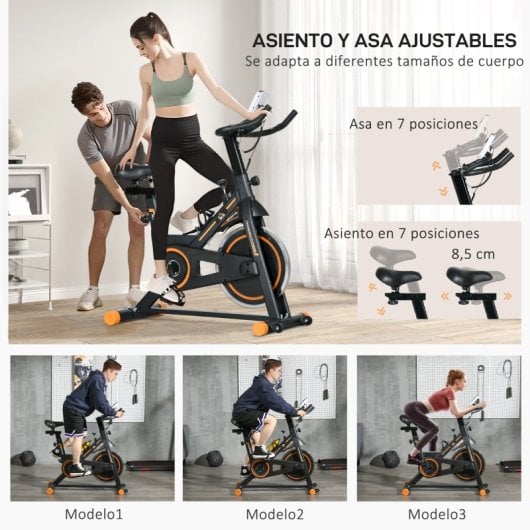 Homcom Bicicleta Estática Resistencia Ajustable Volante Inercia 8kg 103x48x115cm