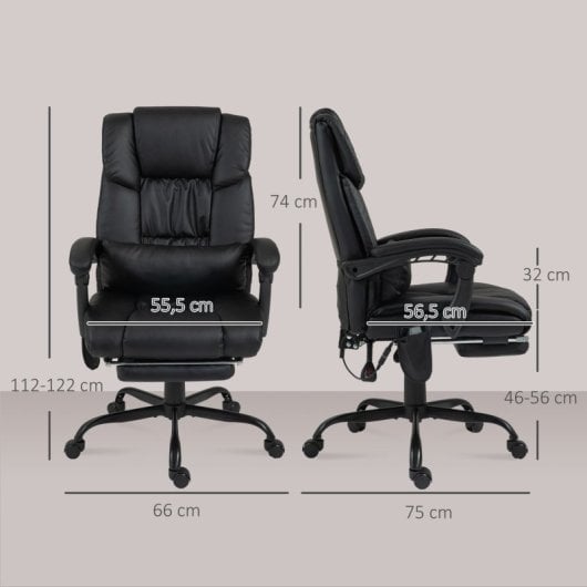Vinsetto Silla De Oficina Con Masaje De 6 Puntos Con Respaldo Reclinable Negro