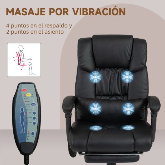 Vinsetto Silla De Oficina Con Masaje De 6 Puntos Con Respaldo Reclinable Negro