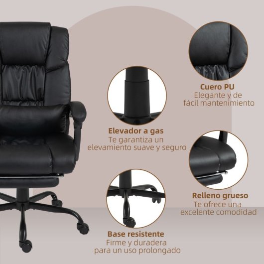 Vinsetto Silla De Oficina Con Masaje De 6 Puntos Con Respaldo Reclinable Negro