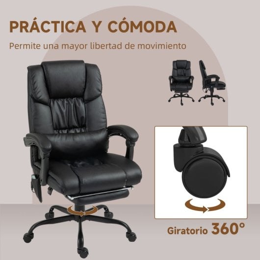 Vinsetto Silla De Oficina Con Masaje De 6 Puntos Con Respaldo Reclinable Negro