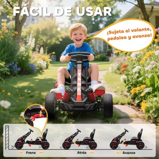 Aiyaplay Kart Pedales Para Niños De +3 Años Con Embrague Automático Rojo