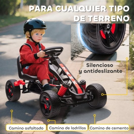 Aiyaplay Kart Pedales Para Niños De +3 Años Con Embrague Automático Rojo