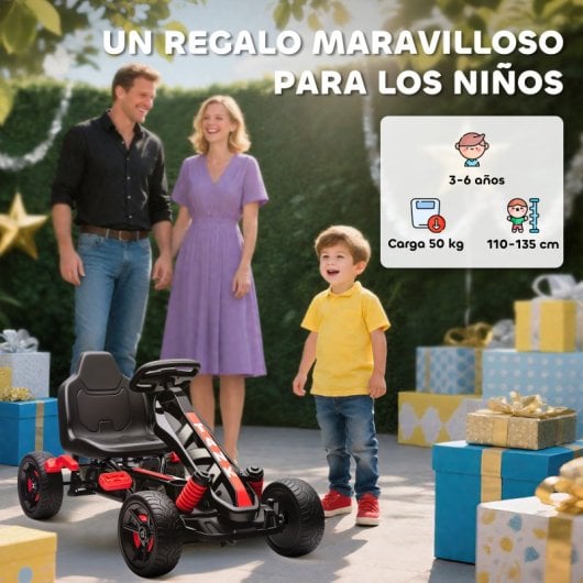 Aiyaplay Kart Pedales Para Niños De +3 Años Con Embrague Automático Rojo