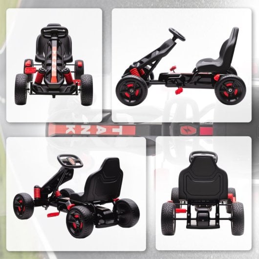Aiyaplay Kart Pedales Para Niños De +3 Años Con Embrague Automático Rojo