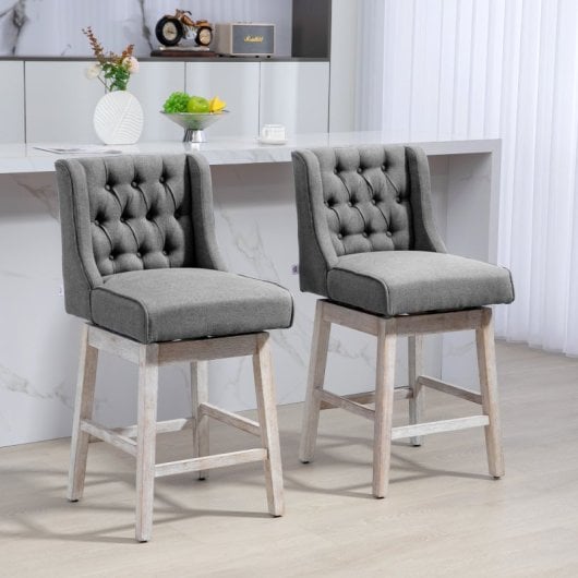 Homcom Juego De 2 Taburetes De Bar Con Respaldo Reposapiés 46x57x101 Cm Gris