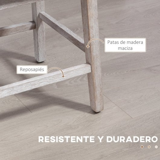 Homcom Juego De 2 Taburetes De Bar Con Respaldo Reposapiés 46x57x101 Cm Gris