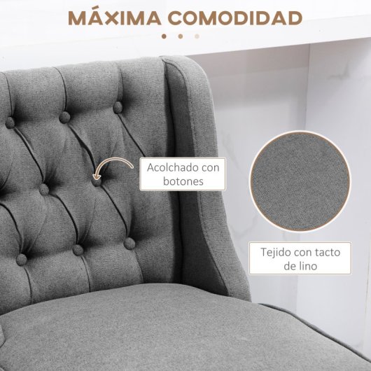 Homcom Juego De 2 Taburetes De Bar Con Respaldo Reposapiés 46x57x101 Cm Gris