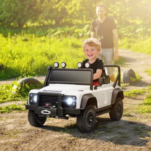 Aiyaplay Coche Eléctrico Para Niños Con Licencia Land Rover 12v Blanco