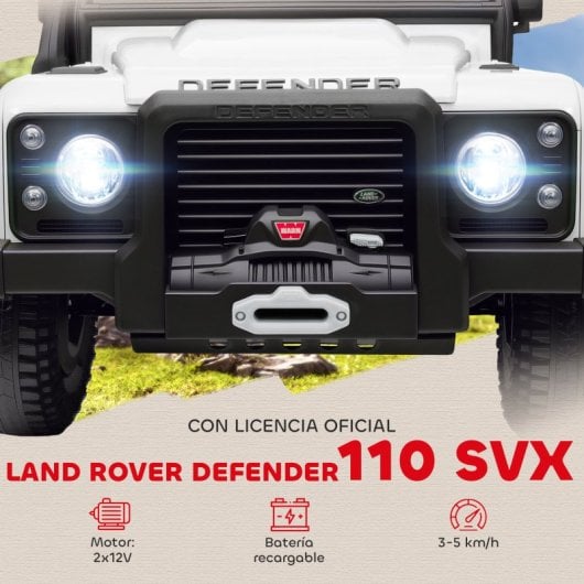 Aiyaplay Coche Eléctrico Para Niños Con Licencia Land Rover 12v Blanco