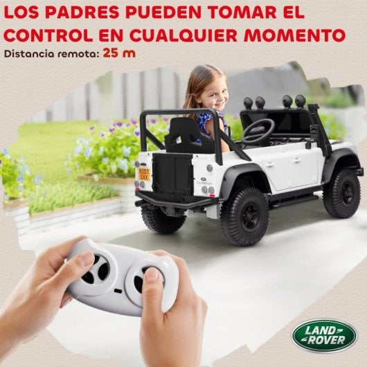 Aiyaplay Coche Eléctrico Para Niños Con Licencia Land Rover 12v Blanco