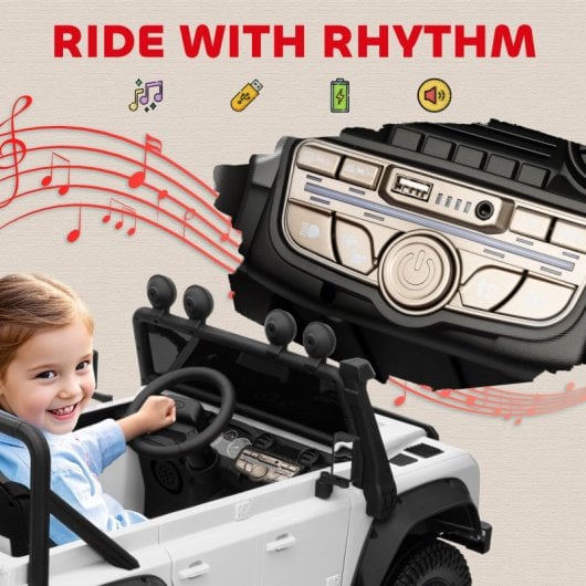 Aiyaplay Coche Eléctrico Para Niños Con Licencia Land Rover 12v Blanco