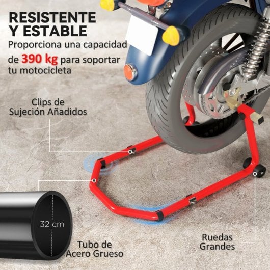 Homcom Soporte De Rueda Delantera Y Trasera Motocicleta Con Horquillas En U Y L