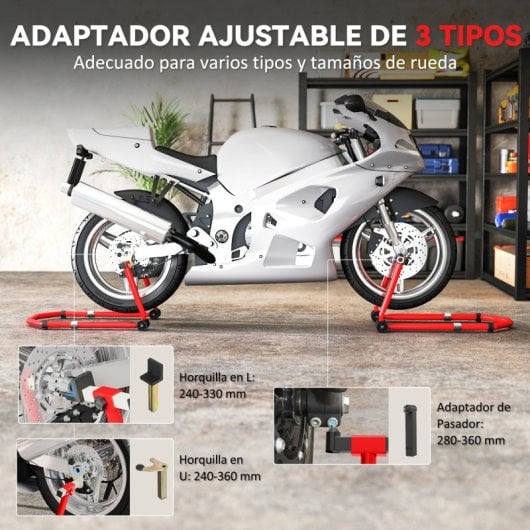 Homcom Soporte De Rueda Delantera Y Trasera Motocicleta Con Horquillas En U Y L