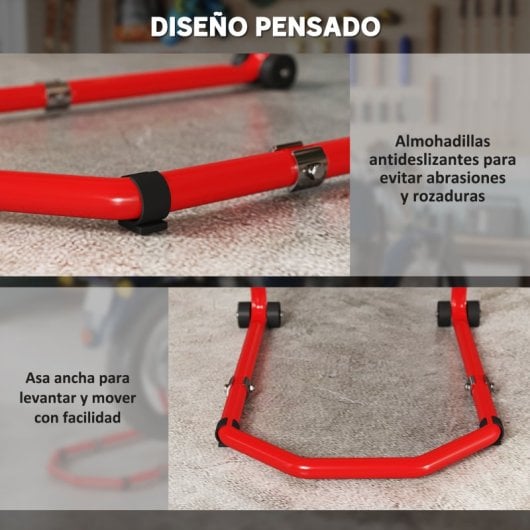 Homcom Soporte De Rueda Delantera Y Trasera Motocicleta Con Horquillas En U Y L