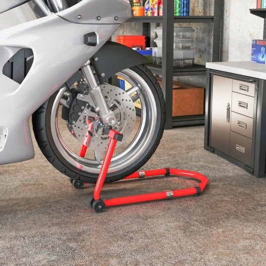 Homcom Soporte De Rueda Delantera Y Trasera Motocicleta Con Horquillas En U Y L