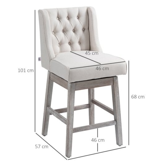 Homcom Juego De 2 Taburetes De Bar Con Respaldo Reposapiés 46x57x101 Cm Beige