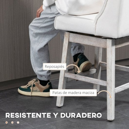 Homcom Juego De 2 Taburetes De Bar Con Respaldo Reposapiés 46x57x101 Cm Beige