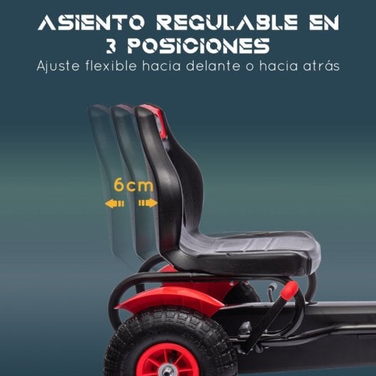 Homcom Go Kart A Pedales Para Niños De 5-12 Años 121x58x61 Cm Rojo