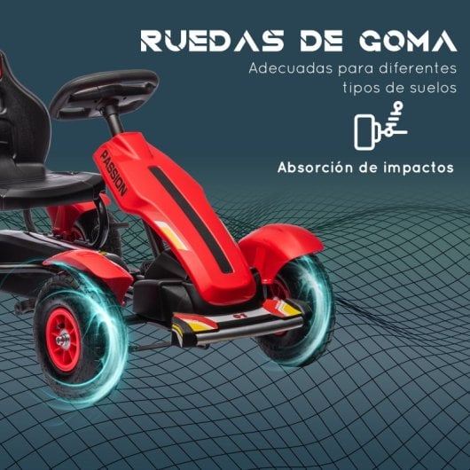 Homcom Go Kart A Pedales Para Niños De 5-12 Años 121x58x61 Cm Rojo