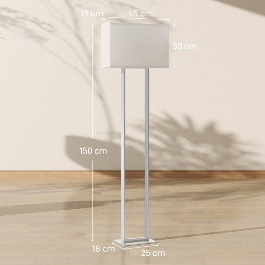 Homcom Lámpara De Pie Moderna 150 Cm Con Pantalla De Tela Luz Nocturna Blanco
