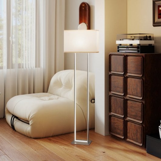 Homcom Lámpara De Pie Moderna 150 Cm Con Pantalla De Tela Luz Nocturna Blanco