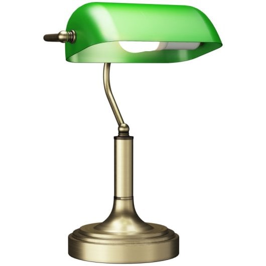 Homcom Lámpara De Escritorio Banquero E27 Con Pantalla Ajustable Verde