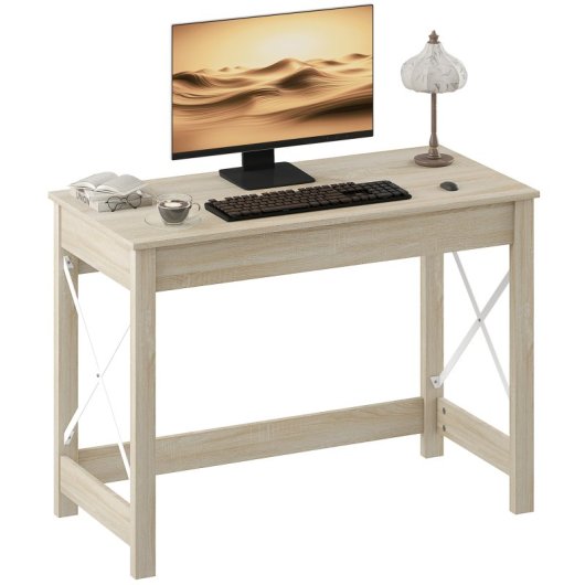 Homcom Mesa Escritorio Moderno Para Oficina Estudio 105x50x76cm Natural