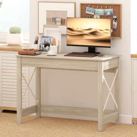 Homcom Mesa Escritorio Moderno Para Oficina Estudio 105x50x76cm Natural