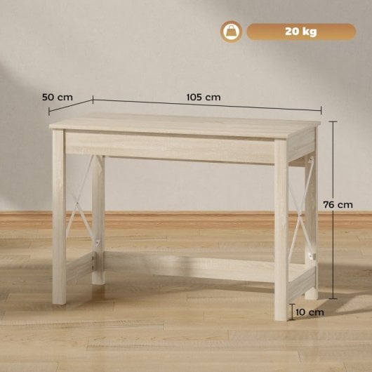 Homcom Mesa Escritorio Moderno Para Oficina Estudio 105x50x76cm Natural