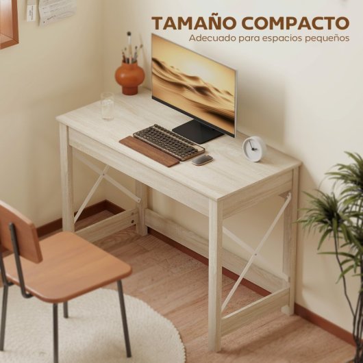 Homcom Mesa Escritorio Moderno Para Oficina Estudio 105x50x76cm Natural