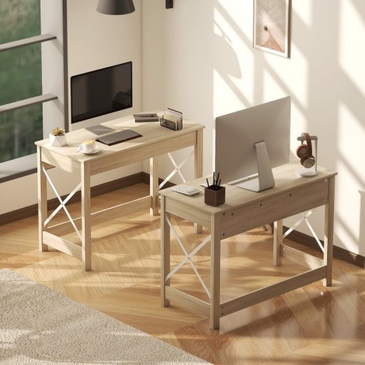 Homcom Mesa Escritorio Moderno Para Oficina Estudio 105x50x76cm Natural