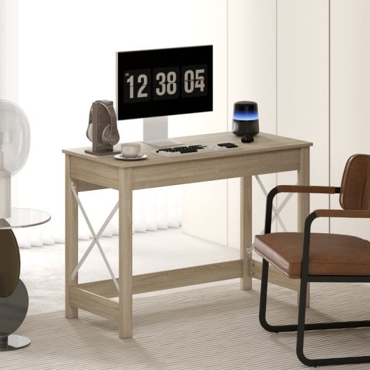 Homcom Mesa Escritorio Moderno Para Oficina Estudio 105x50x76cm Natural