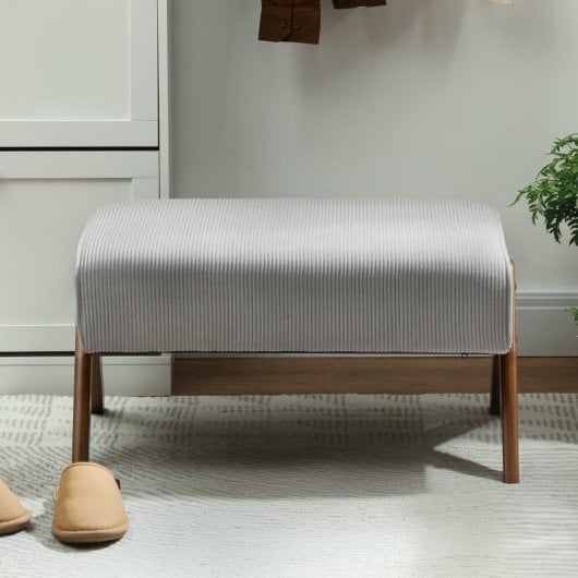 Homcom Reposapiés De Salón De Tela En Pana Con Asiento Acolchado Patas Gris